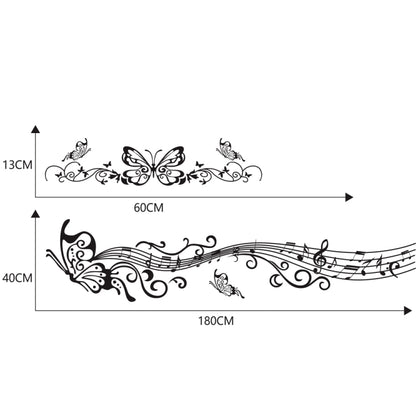 D-347 Butterfly Note Car Sticker Sheet Music Waist Line Body Sticker(Black) - In Car by buy2fix | Online Shopping UK | buy2fix