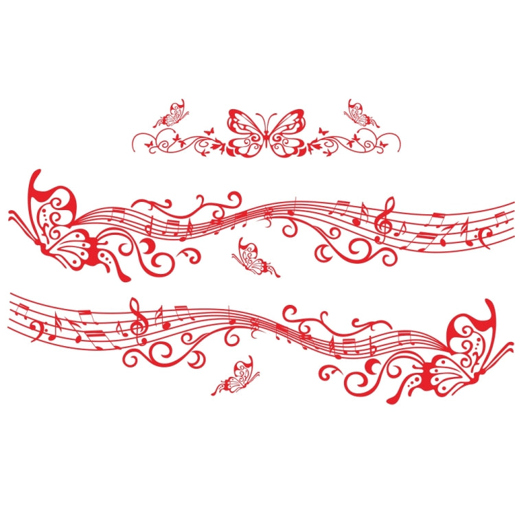 D-347 Butterfly Note Car Sticker Sheet Music Waist Line Body Sticker(Red) - In Car by buy2fix | Online Shopping UK | buy2fix