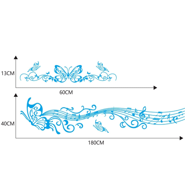 D-347 Butterfly Note Car Sticker Sheet Music Waist Line Body Sticker(Blue) - In Car by buy2fix | Online Shopping UK | buy2fix