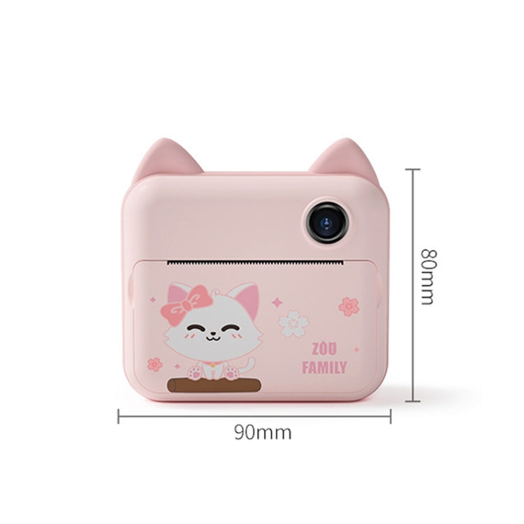 P1 Children Camera Printer Digital Toys Pocket Student Homework Mistakes Collections Printer, Style: Pink Cat + 32G - Consumer Electronics by buy2fix | Online Shopping UK | buy2fix