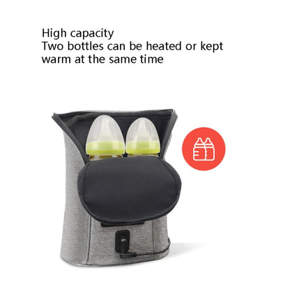 Car Double Bottle Of Warm Milk Outdoor Portable Constant Temperature Calm Milk Multi-Function Bottle Storage Bag(DC+Cigarette Lighter Interface Gray) - In Car by buy2fix | Online Shopping UK | buy2fix