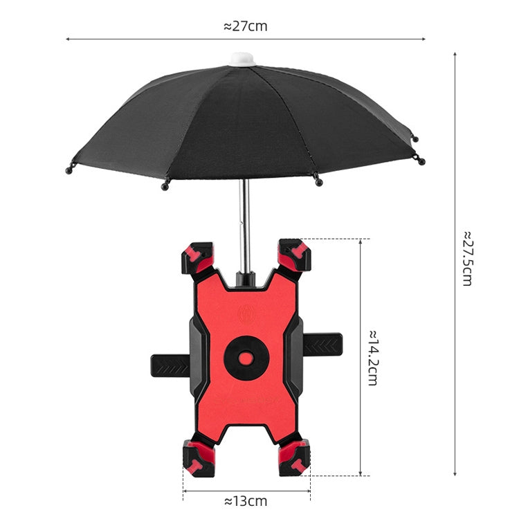 CYCLINGBOX Bicycle Mobile Phone Bracket With Parasol Rider Mobile Phone Frame, Style: Rearview Mirror Installation (Yellow) - Outdoor & Sports by CYCLINGBOX | Online Shopping UK | buy2fix