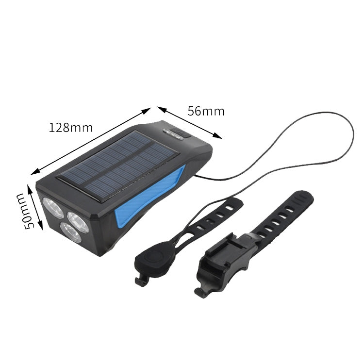 TG-ZX019 Solar Bicycle Headlight Flashlight Night Riding Strong Light USB Charging Rainproof Light(Blue) - Headlights by buy2fix | Online Shopping UK | buy2fix