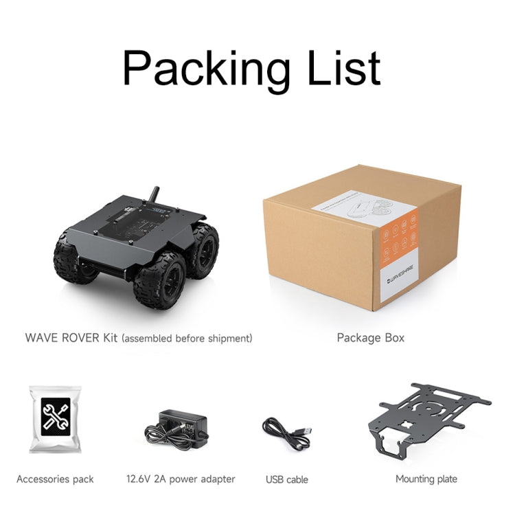 Waveshare WAVE ROVER Flexible Expandable 4WD Mobile Robot Chassis, Onboard ESP32 Module(UK Plug) - Robotics Accessories by Waveshare | Online Shopping UK | buy2fix