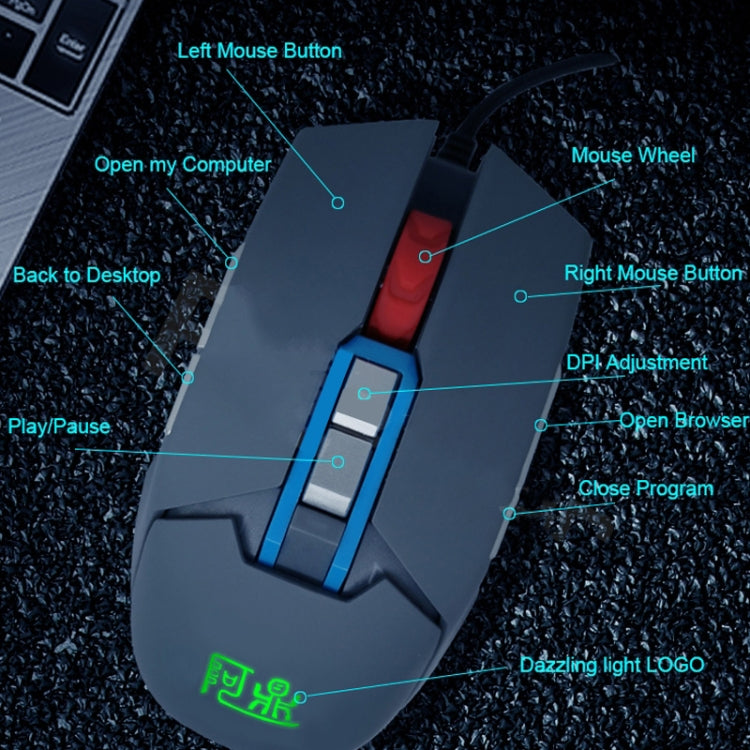 MOS9A 9 Keys 1600DPI Office Game USB Voice-Activated Voice Macro Programming Mouse, Cable Length: 2m - Wired Mice by buy2fix | Online Shopping UK | buy2fix