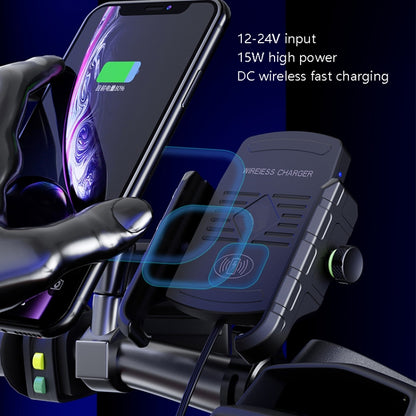 M9 Motorcycle Wireless Charging Mobile Phone Bracket 15W Fast Charging Mobile Phone Navigation Bracket(Blue) - In Car by buy2fix | Online Shopping UK | buy2fix