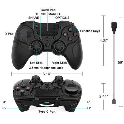 MB-P913 PC Six-Axis Somatosensory Back Key Programming Dual Vibration Bluetooth Gamepad For PS4 Pro(Black White) - Gamepads by buy2fix | Online Shopping UK | buy2fix