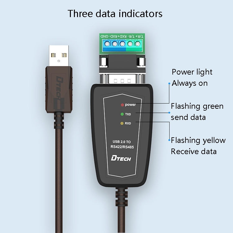 DTECH DT-5019 USB to RS485 / RS422 Conversion Cable, FT232 Chip, Length: 1.5m - RS485 / RS232 Series by DTECH | Online Shopping UK | buy2fix