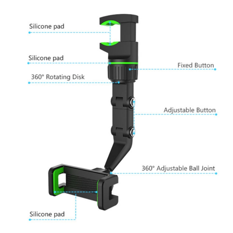 Multifunctional Vehicle-mounted Video Shooting Rearview Mirror Bracket(Green) - In Car by buy2fix | Online Shopping UK | buy2fix