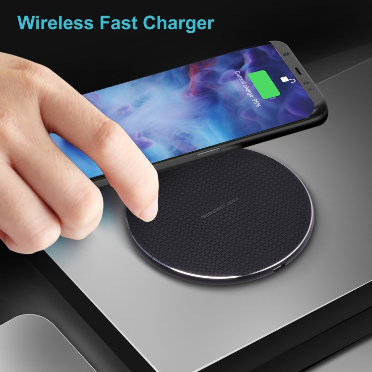 Q25 15W Plaid Pattern Desktop Metal Round Wireless Charger(Black ) - Apple Accessories by buy2fix | Online Shopping UK | buy2fix