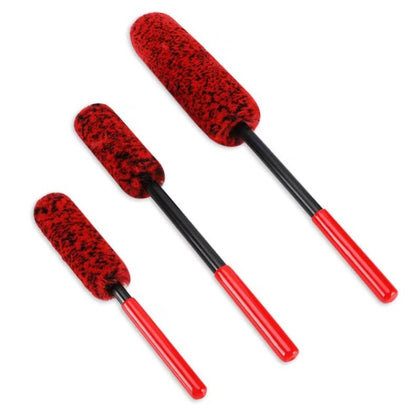 3 PCS / Set Car Beauty Imitation Wool Fiber Stick Wheel Cleaning Brush - In Car by buy2fix | Online Shopping UK | buy2fix