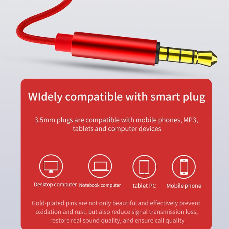 EN3900 3.5mm Plug In-Ear Wired Control Earphone with Mic(Red) - In Ear Wired Earphone by buy2fix | Online Shopping UK | buy2fix