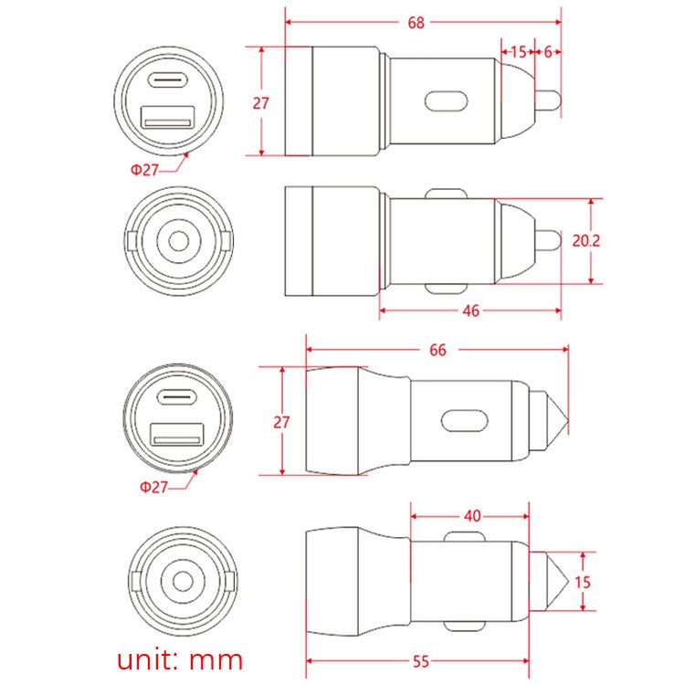 Aluminum Alloy Cigarette Lighter Applicable Car Charger, Model: Black QCPD - Car Charger by buy2fix | Online Shopping UK | buy2fix