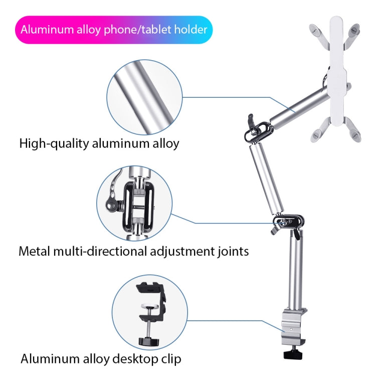 TB-03 Aluminum Alloy Tablet PC Stand Lazy Bedside Desktop Folding Camera Microphone Stand(Silver) - Lazy Bracket by buy2fix | Online Shopping UK | buy2fix