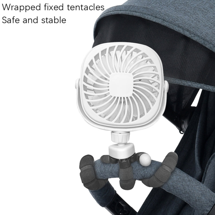 Octopus Stroller Deformation Fan Desktop Portable Handheld USB Small Fan, Colour: 2200mAh White - Consumer Electronics by buy2fix | Online Shopping UK | buy2fix