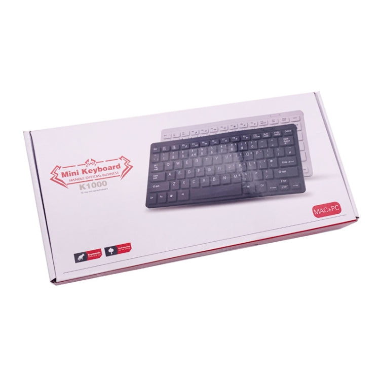 K1000 87 Keys Thin Wire Small Keyboard Multimedia Mini Keyboard(Black) - Wired Keyboard by buy2fix | Online Shopping UK | buy2fix