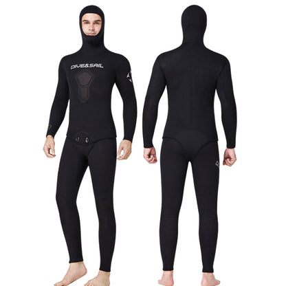 DIVE & SAIL 7mm Split Thick And Keep Warm Long Sleeves Hooded Diving Suit, Size: XXL(Black) - Athletic Wear by DIVE & SAIL | Online Shopping UK | buy2fix