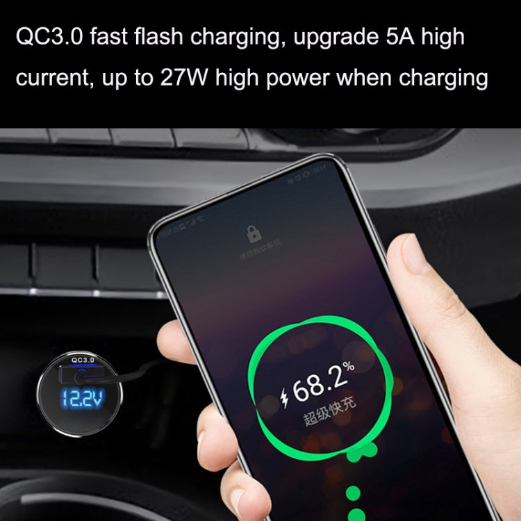 2PCS JY-032 USB Plug Digital Display Fast Charge Car Charger, Style: 3.5A + QC3.0(Android Left Bend) - In Car by buy2fix | Online Shopping UK | buy2fix