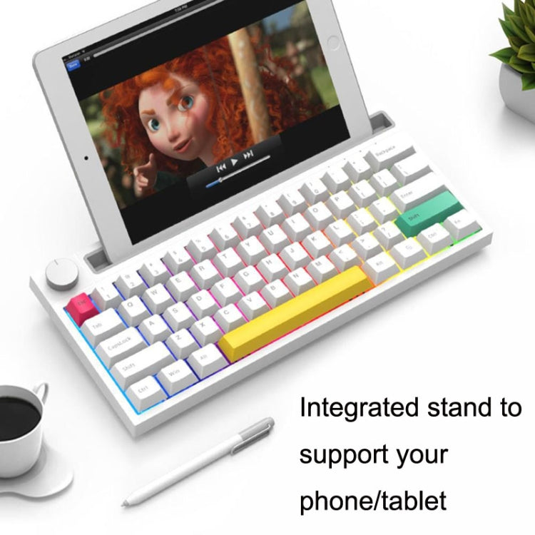 Ajazz K620T 62 Keys Bluetooth Wireless Dual Mode Mechanical Keyboard, Style: Blue Shaft (White) - Wireless Keyboard by Ajazz | Online Shopping UK | buy2fix