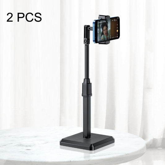 2 PCS Desktop Mobile Phone Live Broadcast Bracket Online Class Telescopic Floor Stand(Cool Black) - Consumer Electronics by buy2fix | Online Shopping UK | buy2fix