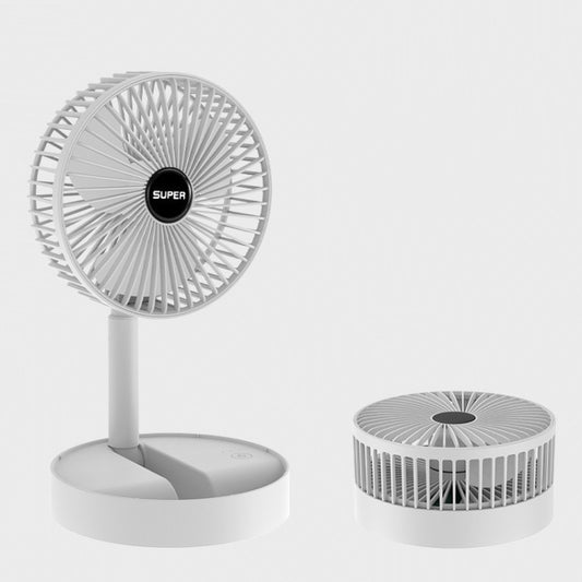 Portable Folding Fan  Retractable Floor Standing Fan,Style: Rechargeable (White) - Consumer Electronics by buy2fix | Online Shopping UK | buy2fix