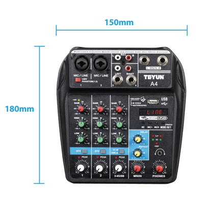 TEYUN A4 4-way Small Microphone Digital Mixer Live Recording Effector(US Plug) - Consumer Electronics by TEYUN | Online Shopping UK | buy2fix