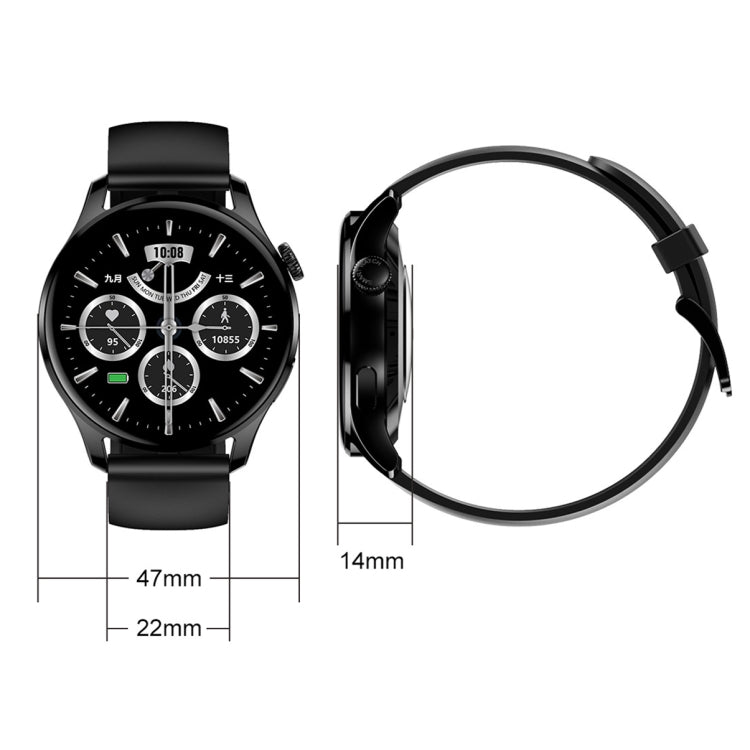 HD3 1.32 Inch Heart Rate Monitoring Smart Watch with Payment Function(Black Leather) - Smart Wear by buy2fix | Online Shopping UK | buy2fix