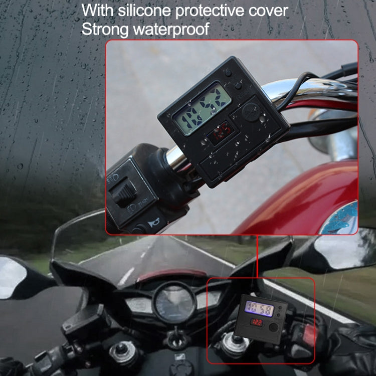 Motorcycle Clock Digital Display Dual USB Phone Charger Waterproof 5V 3A Fast Charge(Black) - In Car by buy2fix | Online Shopping UK | buy2fix