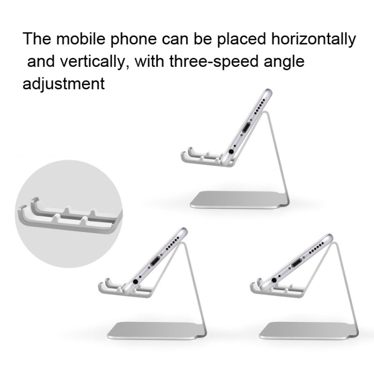 3-gear Adjustable Lazy Metal Mobile Phone Tablet Bracket(Silver) - Desktop Holder by buy2fix | Online Shopping UK | buy2fix