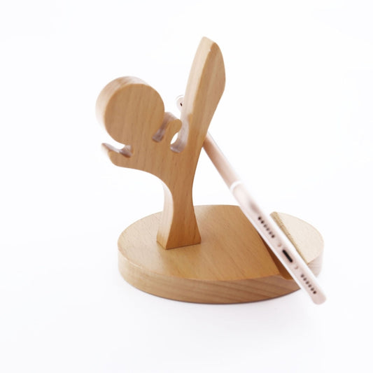 Wooden Mobile Phone Bracket Beech Lazy Mobile Phone Holder,Style: Kung Fu - Desktop Holder by buy2fix | Online Shopping UK | buy2fix