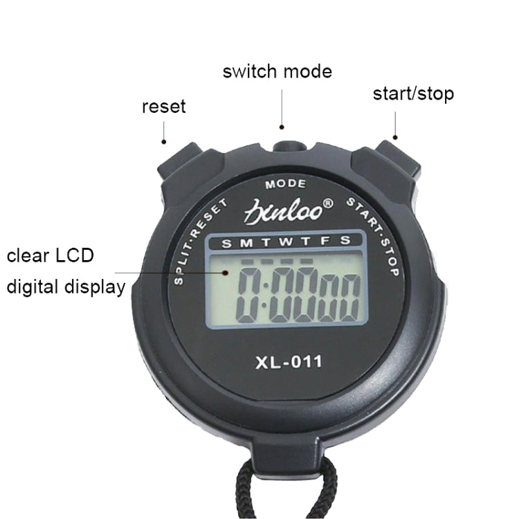 XINLOO XL-011 Display Single Memory Stopwatch Running Fitness Training Electronic Timer(Black) - Pedometer by null | Online Shopping UK | buy2fix