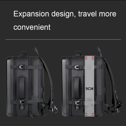 Large-capacity Waterproof Expandable Hard Shell Backpack with USB Charging Hole(162 Black) - Backpack by buy2fix | Online Shopping UK | buy2fix
