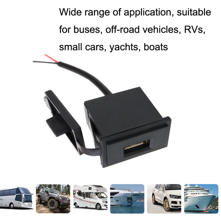 2PCS 2.4 A Motor Boat Trailer Car Modified Square Single USB Car Charger(Black) - In Car by buy2fix | Online Shopping UK | buy2fix
