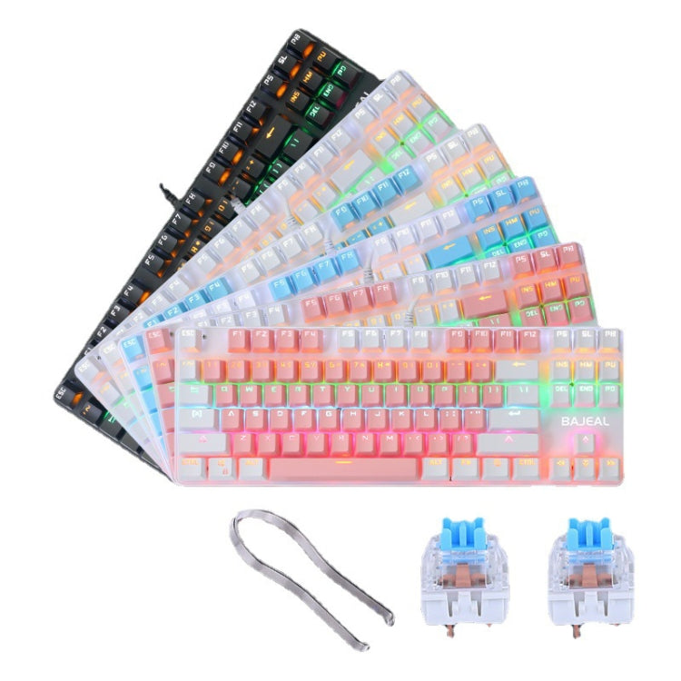 BAJEAL K100 87 Keys Green Shaft Wired Mechanical Keyboard, Cable Length: 1.6m(Pink White) - Wired Keyboard by BAJEAL | Online Shopping UK | buy2fix