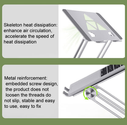 Aluminum Laptop Tablet Stand Foldable Elevated Cooling Rack,Style: Fan Blade Silver - Computer & Networking by buy2fix | Online Shopping UK | buy2fix