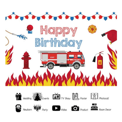 1.5x1m Fire Engine Happy Birthday Party Scene Backdrop for Photojournalism(MDU04231) - Camera Accessories by buy2fix | Online Shopping UK | buy2fix