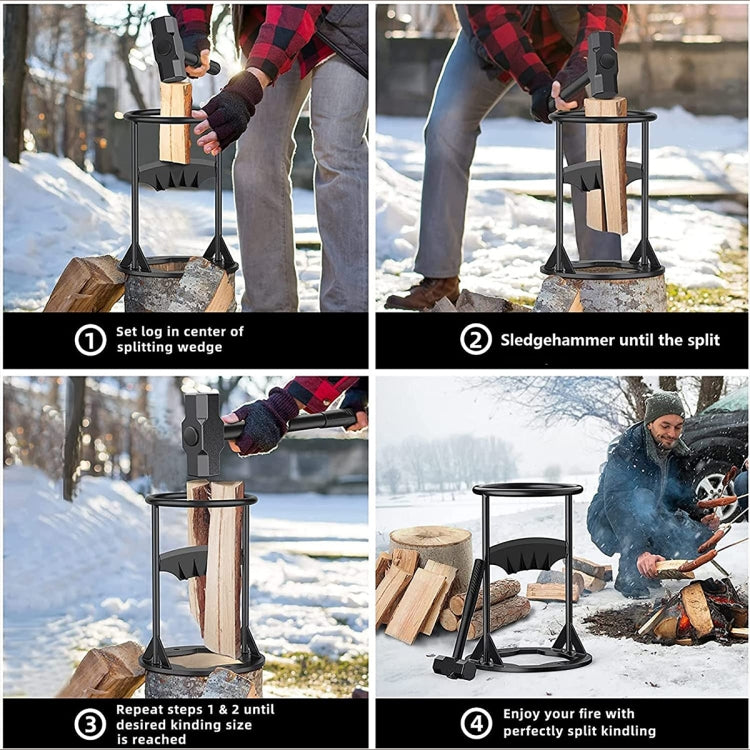 Firewood Kindling Splitter Manual Log Splitter with Carbon Steel Cutter Head, Model: Small - Wood Chopping Tool by buy2fix | Online Shopping UK | buy2fix