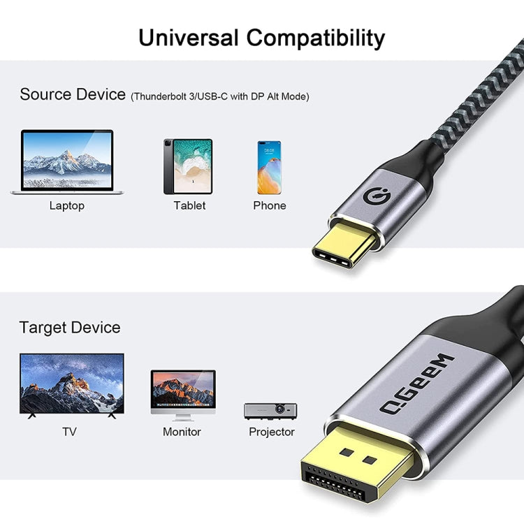 QGeeM QG-UA13 Type-C To DP 4K 60Hz Nylon Braided Adapter Cable, Length: 1.8m - Computer & Networking by QGeeM | Online Shopping UK | buy2fix