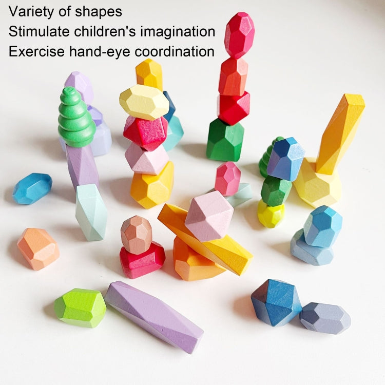 20 Grains Colorful  A Children Early Teachings Stack Stone Building Blocks Wood Stack Stone Toys - Building Blocks by buy2fix | Online Shopping UK | buy2fix