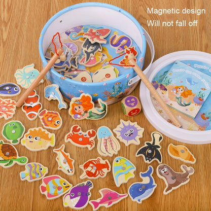 Wooden Magnetic Children Marine Fishing Puzzle Toys, Style: Barrel 20 Fish - Early Education Toys by buy2fix | Online Shopping UK | buy2fix