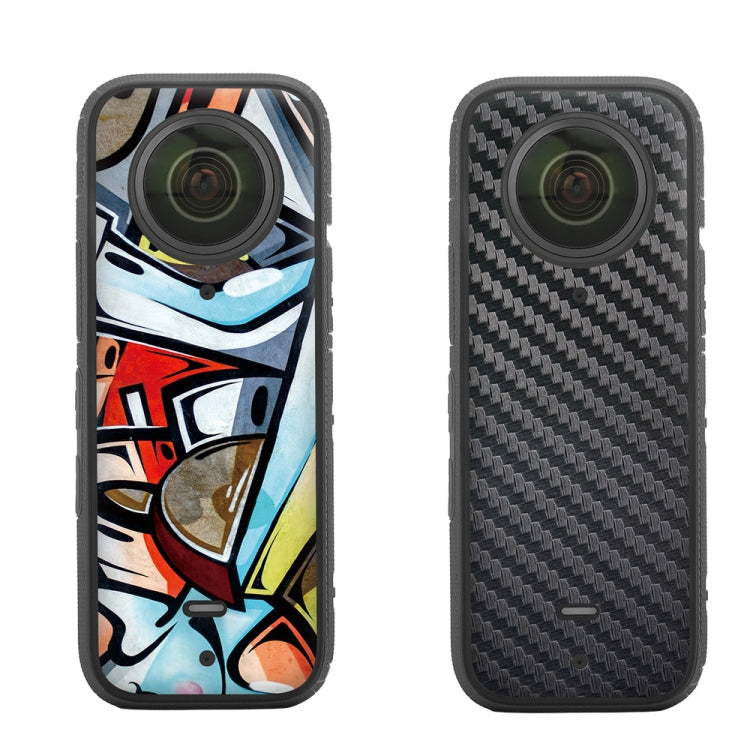 Sunnylife IST-TZ485 For DJI Insta360 X3 Panoramic Camera PVC Protection Scraper Film Stickers(Graffiti+Carbon Pattern Black) - Protective Film & Stickers by Sunnylife | Online Shopping UK | buy2fix