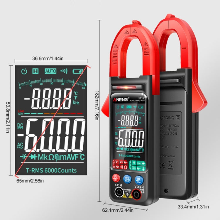 ANENG Large Screen Multi-Function Clamp Fully Automatic Smart Multimeter, Specification: ST212 Black DC Current - Digital Multimeter by ANENG | Online Shopping UK | buy2fix