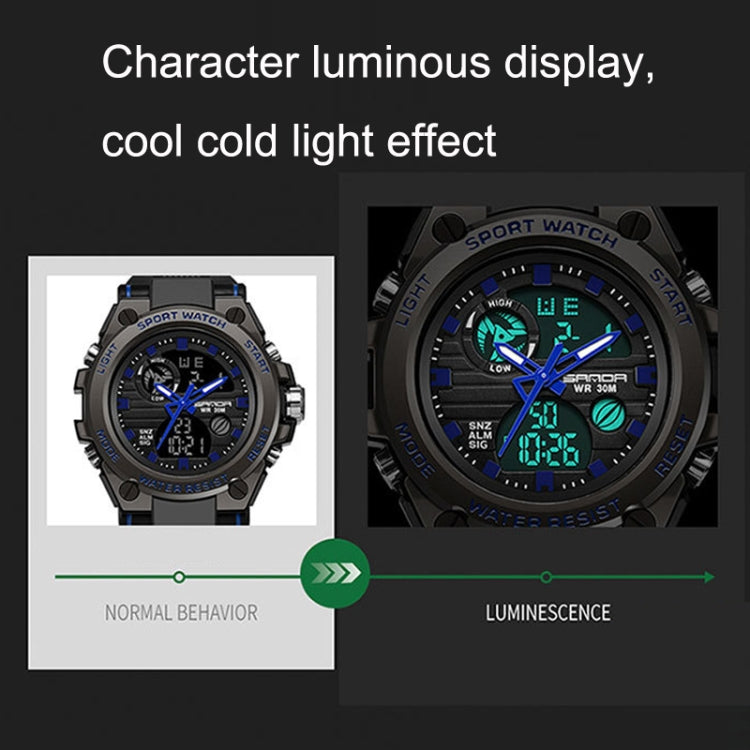 SANDA 739 Multifunctional Waterproof Sports Watch Chronograph Calendar Alarm Night Light Watch(Black) - Sport Watches by buy2fix | Online Shopping UK | buy2fix