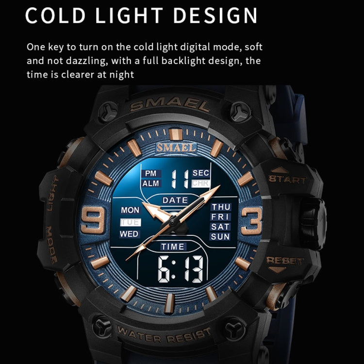 SMAEL 8049 Waterproof Sports Watch Men Multi-function Night Light Electronic Watch(Orange) - Leather Strap Watches by SMAEL | Online Shopping UK | buy2fix