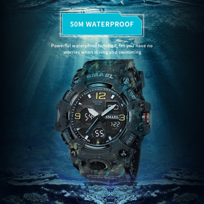 SMAEL 8008 Outdoor Waterproof Camouflage Sports Electronic Watch Luminous Multi-function Waist Watch(Camouflage Dark Green) - LED Digital Watches by SMAEL | Online Shopping UK | buy2fix