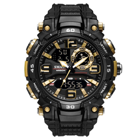 SMAEL 1921 Outdoor Sports Waterproof Men Luminous Time Watch Electronic Watch(Black Gold) - LED Digital Watches by SMAEL | Online Shopping UK | buy2fix