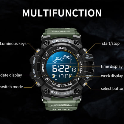 SMAEL 8082 Outdoor Waterproof Sports Multifunctional Luminous Timing Electronic Watch(Army Green) - Sport Watches by SMAEL | Online Shopping UK | buy2fix