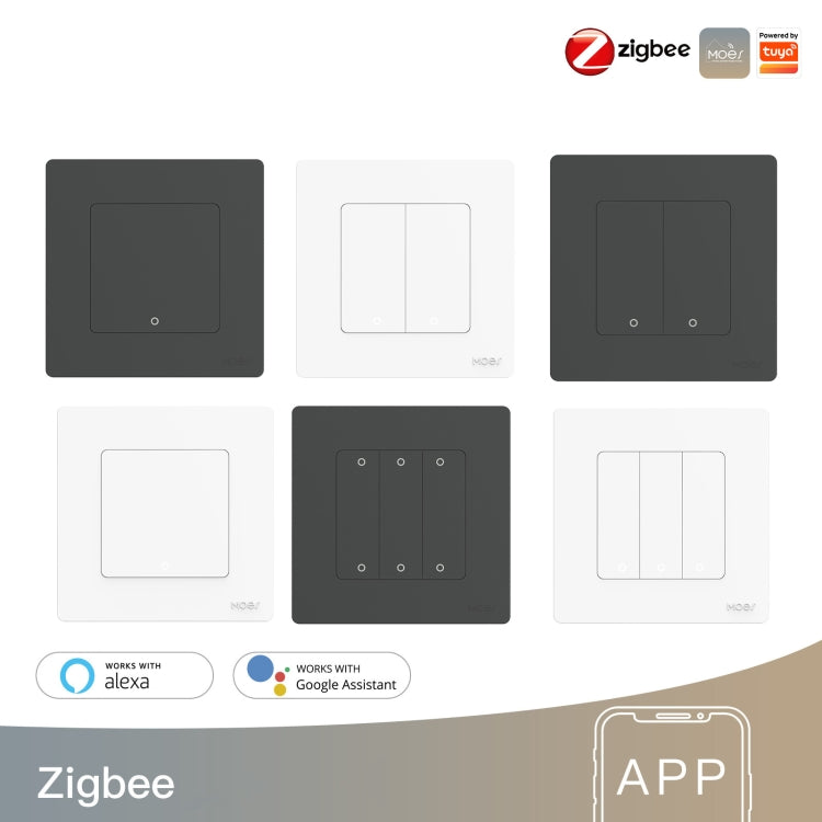 Tuya ZigBee Smart Single-fire Zero-fire Sharing Timing Voice Wall Switch EU Plug, Style: 2 Ways (Gray) - Consumer Electronics by buy2fix | Online Shopping UK | buy2fix