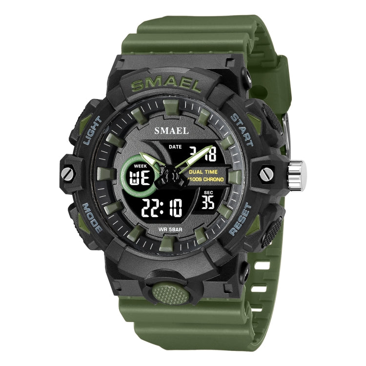 SMAEL 8081 Multifunctional Waterproof Luminous Numeric Digital Dual Display Outdoor Sports Watch(Army Green) - LED Digital Watches by SMAEL | Online Shopping UK | buy2fix