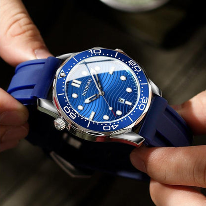 Inter-gold Blue Surface BINBOND B2820 Luminous 30m Waterproof Men Sports Quartz Watch - Metal Strap Watches by BINBOND | Online Shopping UK | buy2fix